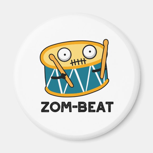 Zom-slag Funny Halloween Zombie Drum Pun Magnet (Framsidan)