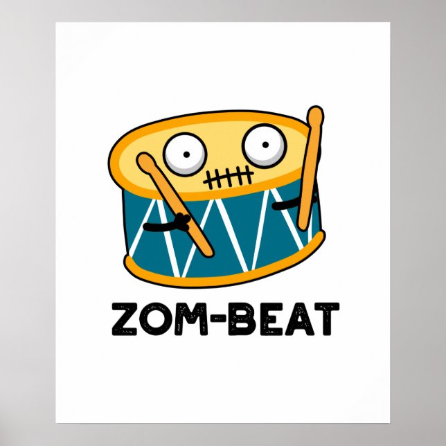 Zom-slag Funny Halloween Zombie Drum Pun Poster (Framsidan)