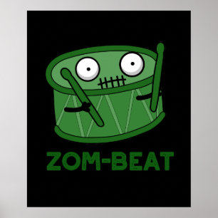 Zom-slag Funny Zombie Drum Pun Mörk BG Poster