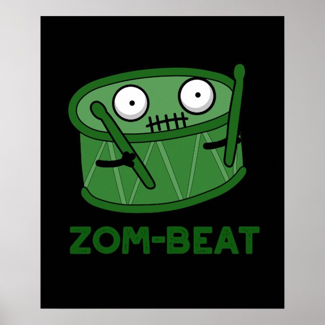 Zom-slag Funny Zombie Drum Pun Mörk BG Poster (Framsidan)