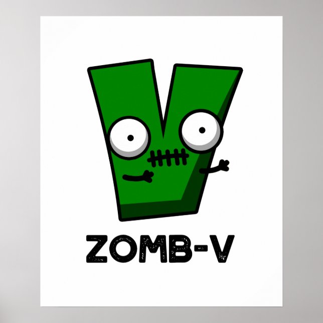 Zom-V Funny Halloween Zombie Alphabet Pun Poster (Framsidan)