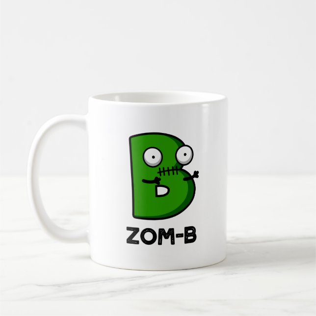 Zomb-b Funny Halloween Zombie Alphabet B Pun Kaffemugg (Vänster)