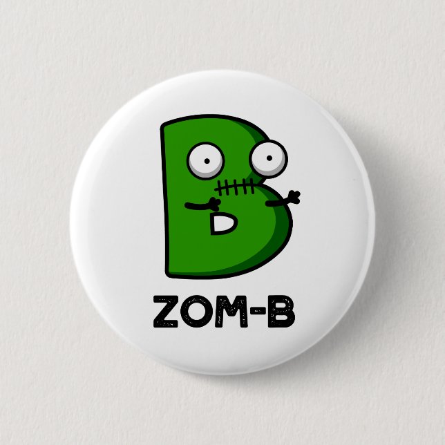 Zomb-b Funny Halloween Zombie Alphabet B Pun Knapp (Framsida)