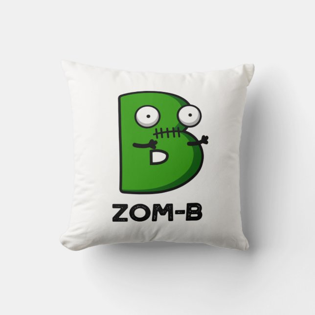 Zomb-b Funny Halloween Zombie Alphabet B Pun Kudde (Framsida)