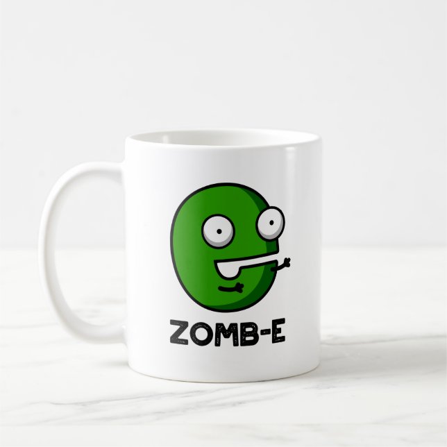 Zomb-E Funny Halloween Zombie Alphabet Pun Kaffemugg (Vänster)