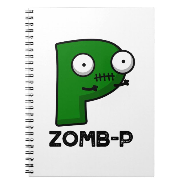 Zomb-P Funny Halloween Zombie Alphabet Pun Anteckningsbok (Framsidan)