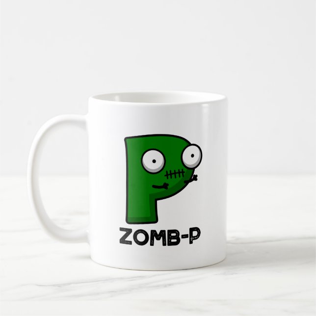 Zomb-P Funny Halloween Zombie Alphabet Pun Kaffemugg (Vänster)