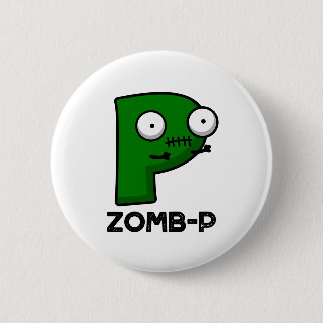 Zomb-P Funny Halloween Zombie Alphabet Pun Knapp (Framsida)