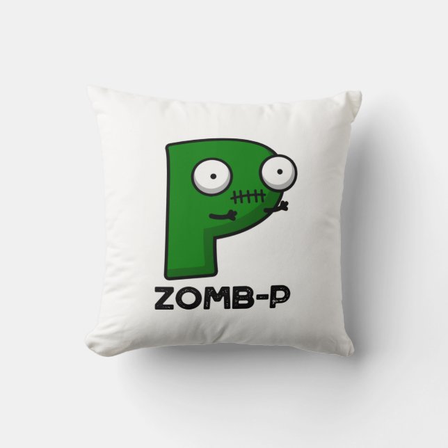 Zomb-P Funny Halloween Zombie Alphabet Pun Kudde (Framsida)
