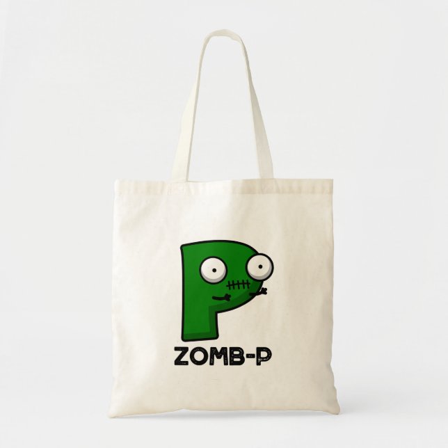 Zomb-P Funny Halloween Zombie Alphabet Pun Tygkasse (Framsidan)