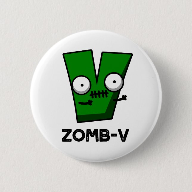 Zomb-V Funny Halloween Zombie Alphabet V Pun Knapp (Framsida)