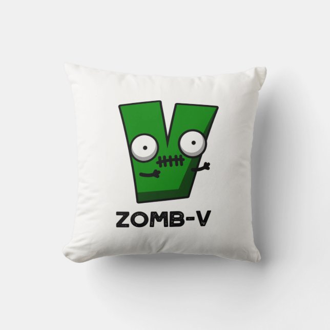 Zomb-V Funny Halloween Zombie Alphabet V Pun Kudde (Framsida)
