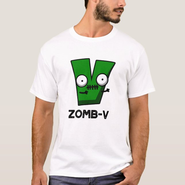Zomb-V Funny Halloween Zombie Alphabet V Pun T Shirt (Framsida)