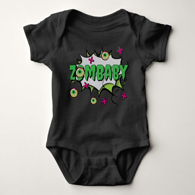 "ZomBaby" Funny Funky Cute PopArt Halloween Zombie T Shirt (Framsida)