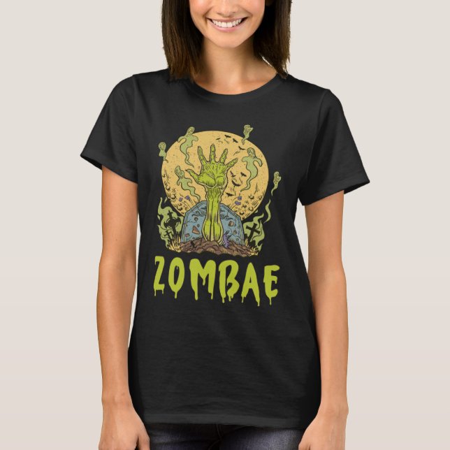 Zombae Zombie Halloween Boyfriend Girlfriend Coupl T Shirt (Framsida)