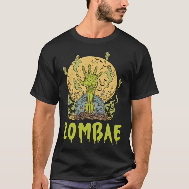Zombae Zombie Halloween Boyfriend Girlfriend Coupl T Shirt (Framsida)