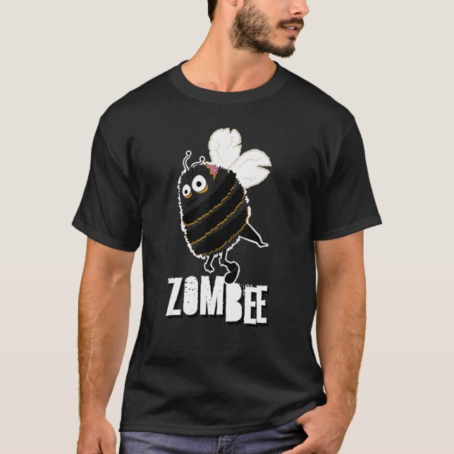 Zombee Bee Zombie Halloween Bumblebee Yellow Spook T Shirt (Framsida)
