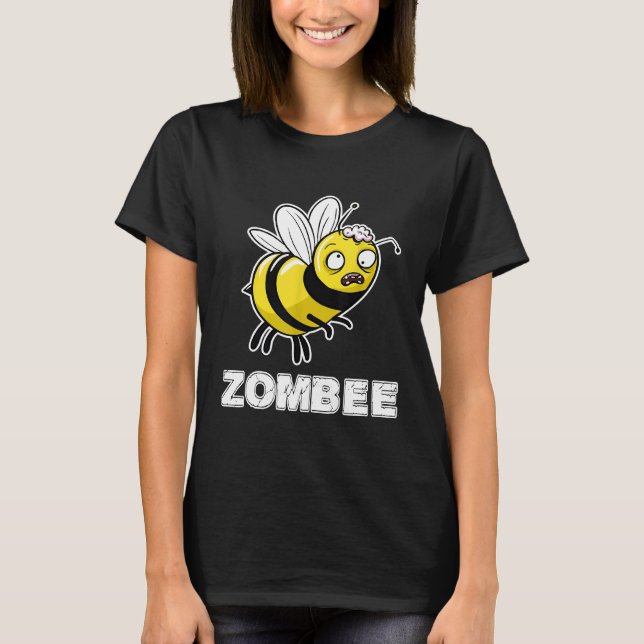 Zombee Pun Halloween Zombie Bee T Shirt (Framsida)