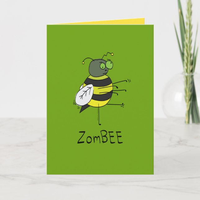 ZomBEE - Roligt Halloween-godkänt Zombie-Bi Kort (Framsida)