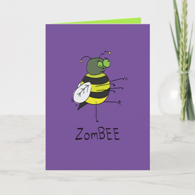 ZomBEE - Roligt Halloween Zombie Bee Välkomstkort Kort (Framsida)