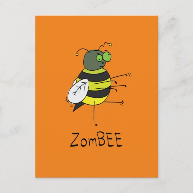 ZomBEE Zombie Bee Funny vykort (Framsida)