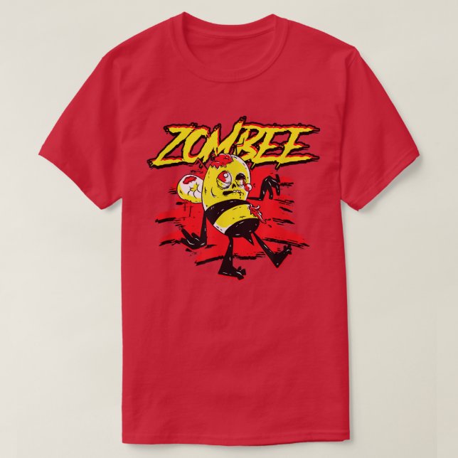 Zombee Zombie Bee Halloween för Beekeper Gult B T Shirt (Design framsida)
