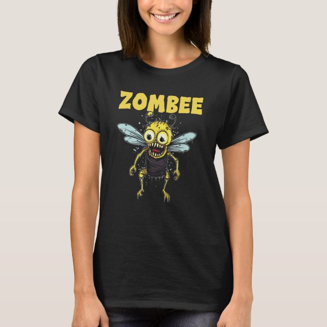 Zombee Zombie Funny bibibiffeeper Halloween Costum T Shirt (Framsida)