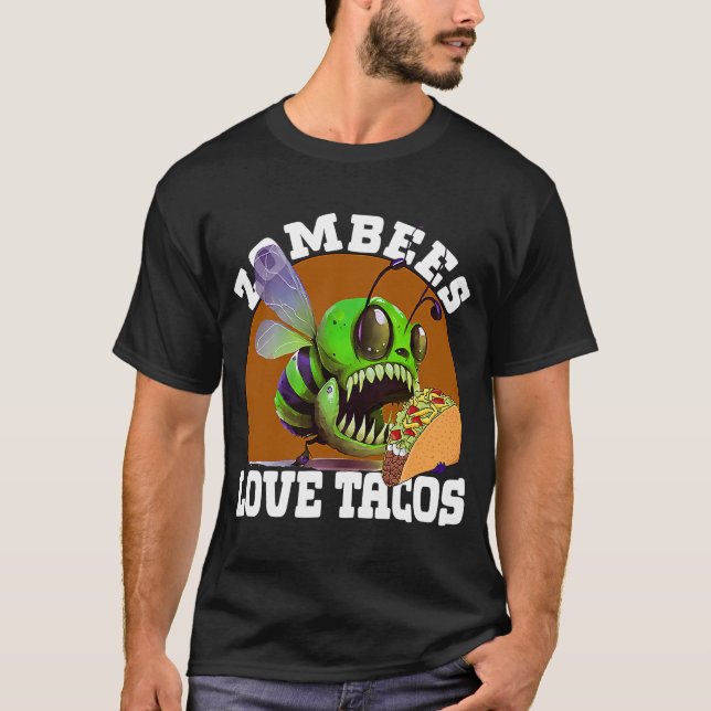 Zombees Älskar Tacos Zombee Zombie Bi T Shirt (Framsida)