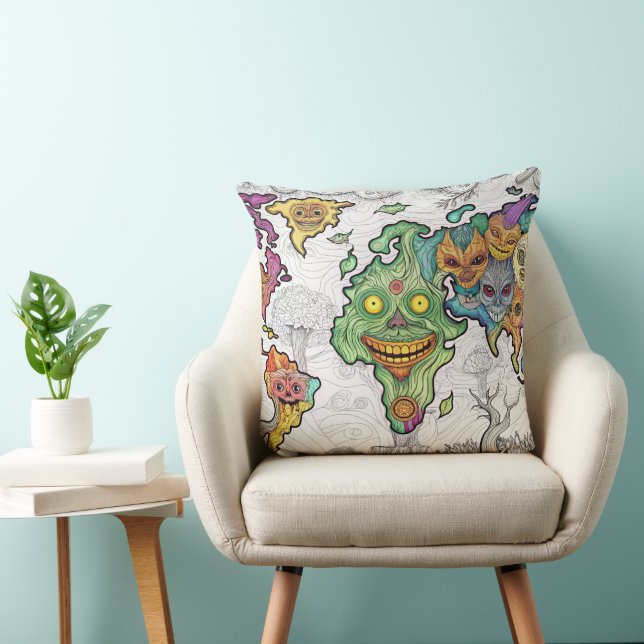 Zombi Halloween på World Mao Dekorativ kudde (Stol)