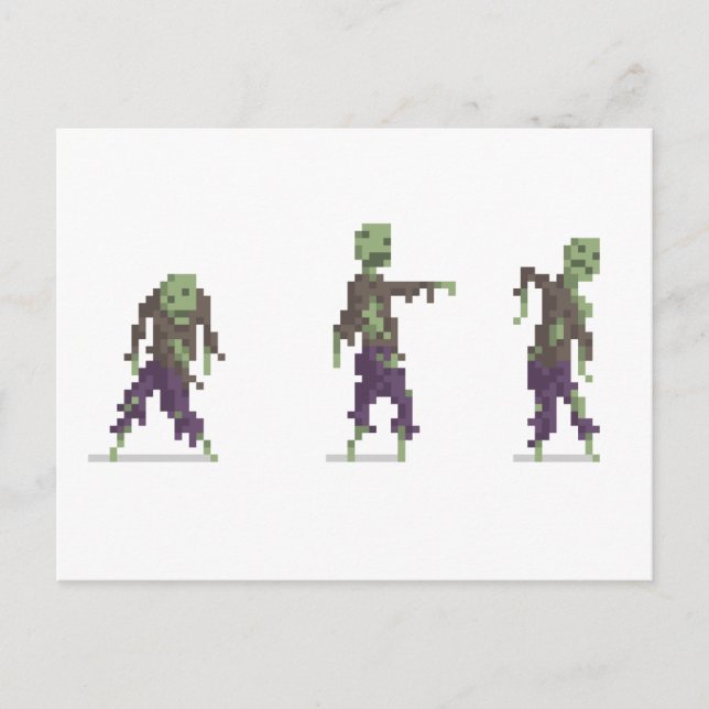 Zombie 8-bitars pixel Art-vykort Vykort (Framsida)