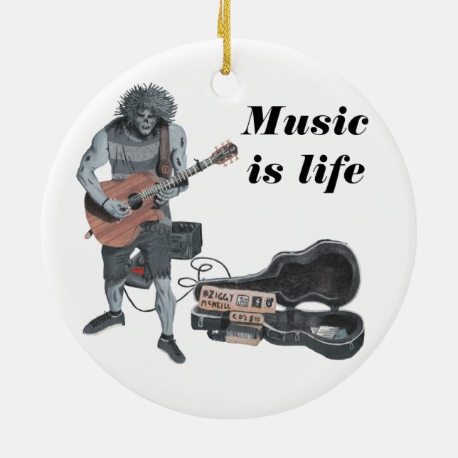 Zombie Acoustic Guitar Music Fantasy Art Ornament (Baksidan)