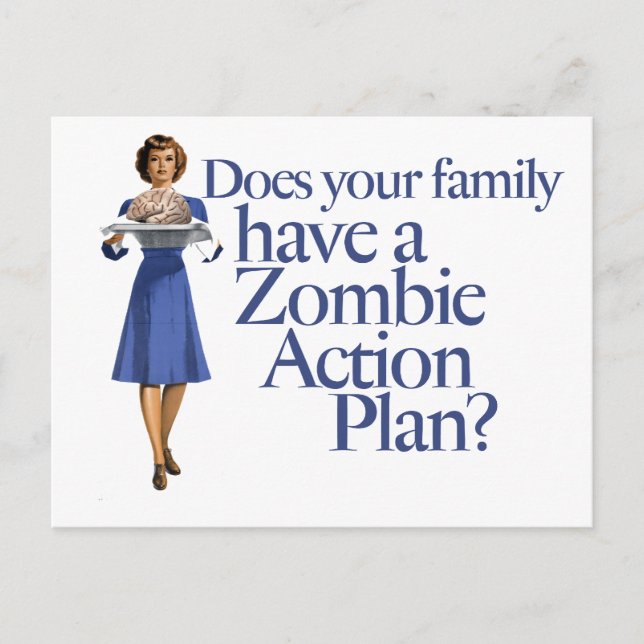Zombie Action Plan Vintage stil Vykort (Framsida)
