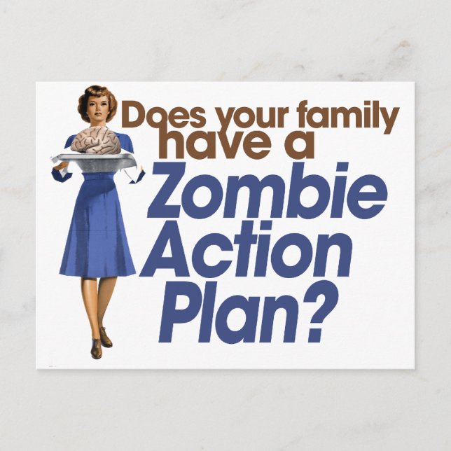 Zombie Action Plan Vykort (Framsida)