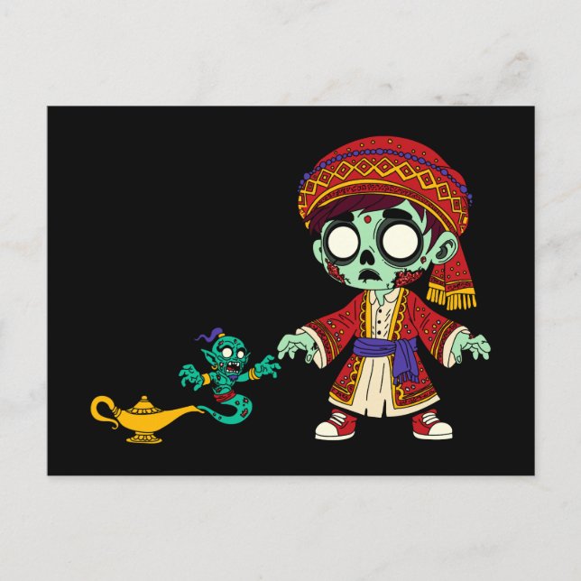 Zombie Aladdin & Zombie Genie Vykort (Framsida)