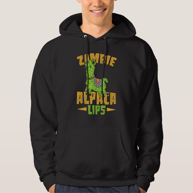 Zombie Alpacalips Lama  Alpaca Viska Hoodie (Framsida)