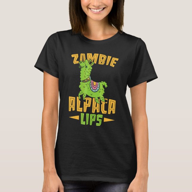 Zombie Alpacalips Lama  Alpaca Viska T Shirt (Framsida)