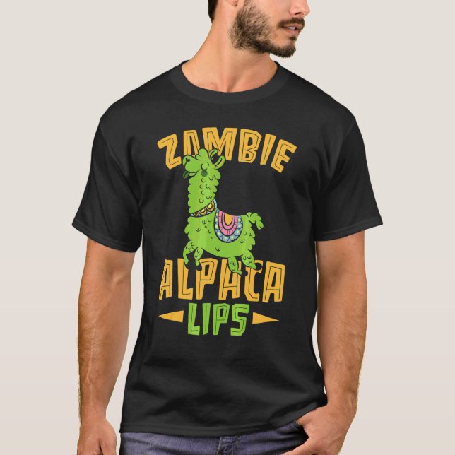Zombie Alpacalips Lama  Alpaca-viskaren T Shirt (Framsida)