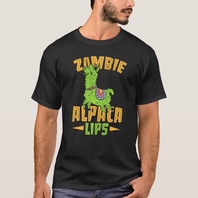Zombie Alpacalips Lama Alpacka Viskare T Shirt (Framsida)
