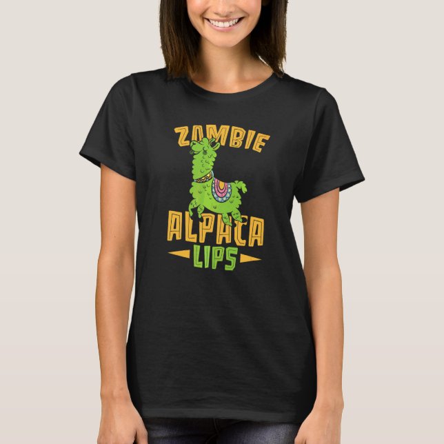 Zombie Alpacalips Llama Alfakahviskare T Shirt (Framsida)