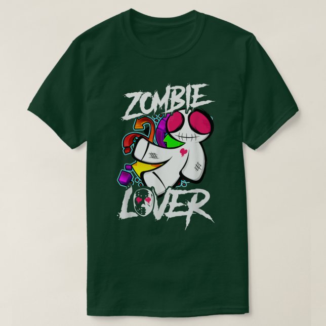 Zombie Älskare Scary Halloween Costume 6934 T Shirt (Design framsida)