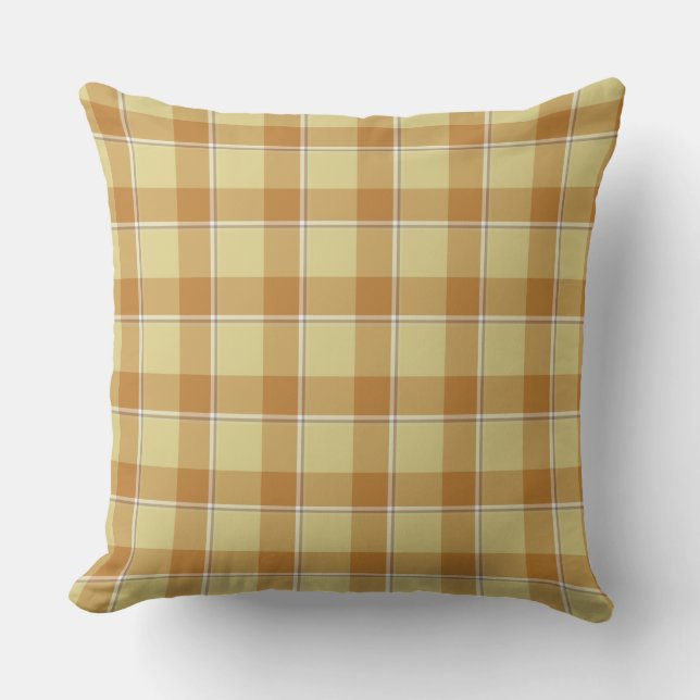 Zombie and Copper Plaid Tan Beige Kudde (Framsida)