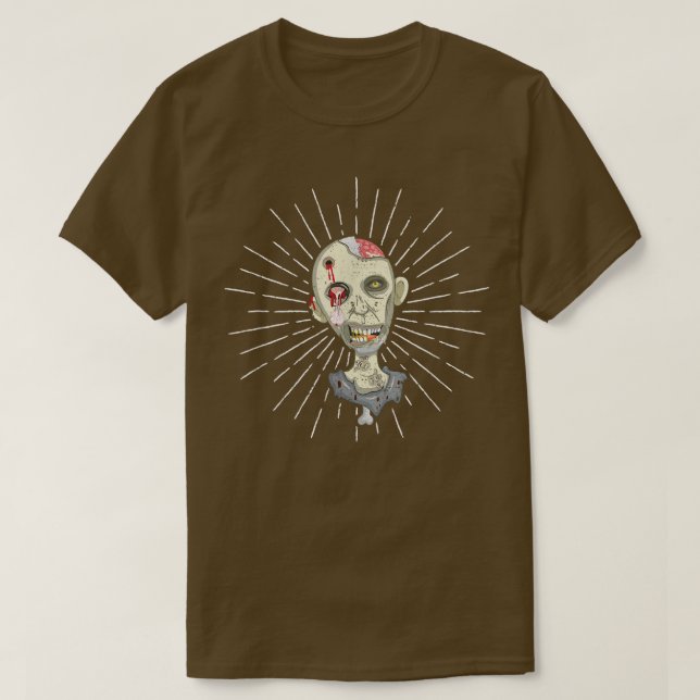 Zombie Ansikte Brain Halloween Zombies Creepy Ghou T Shirt (Design framsida)