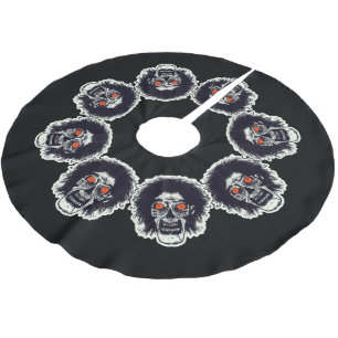 Zombie Ansikte Circle Julgransmatta Borstad Polyester
