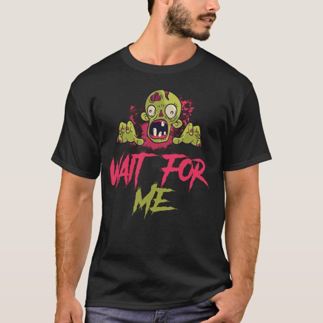 zombie ansikte,Happy halloween,svart,rosa T-Shirt (Framsida)