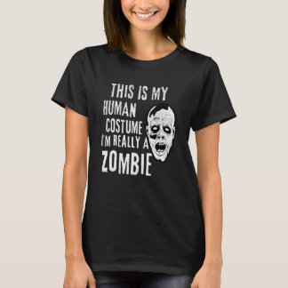 Zombie-ansikte Lätt Halloween-kostym T Shirt