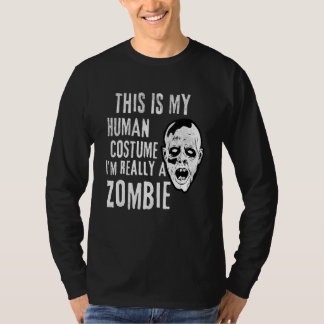 Zombie-ansikte Lätt Halloween-kostym T Shirt