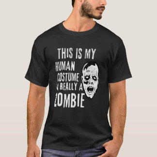 Zombie-ansikte Lätt Halloween-kostym T Shirt