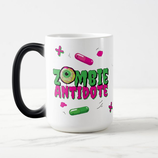 Zombie Antidote.. Shh.. Zombie till Human Indicato Magisk Mugg (Vänster)