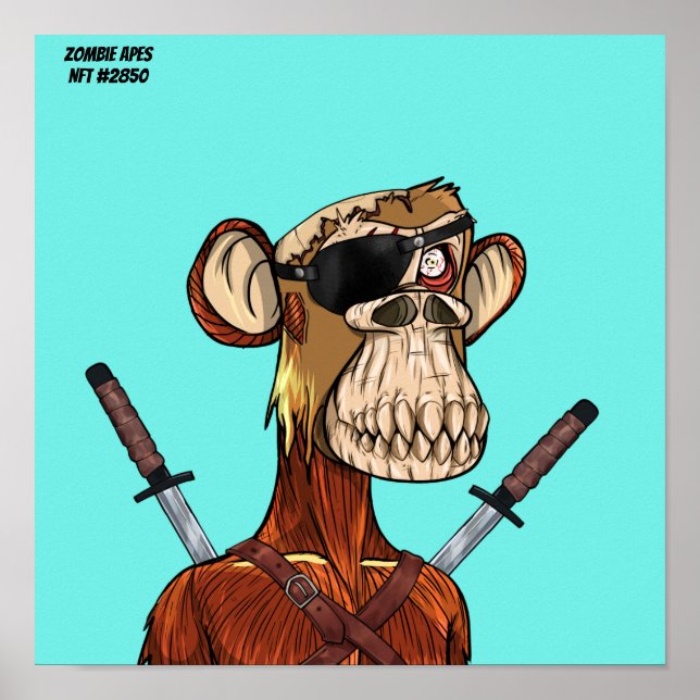 Zombie Ape Ninja #2850 NFT-Poster Poster (Framsidan)