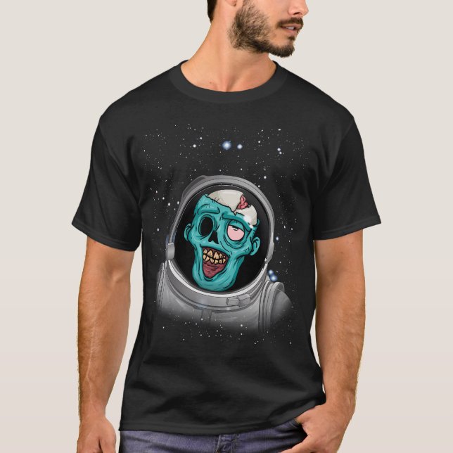 Zombie Apocalypse Astronaut Space Halloween Zombie T Shirt (Framsida)